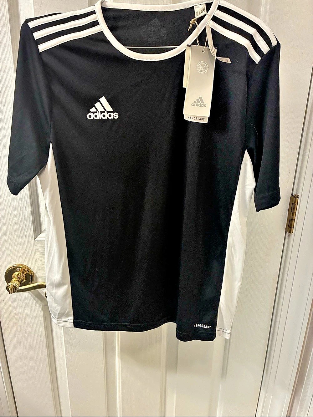 Boys adidas Entrada 18 JSY Soccer Jersey Black & White Size Large